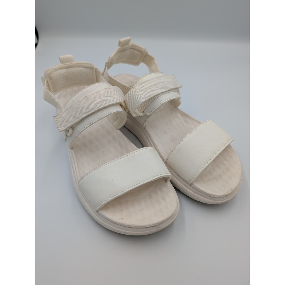 Hey Dude Collins Mono Sport White Platform Sandals Womens Size 11 Strappy Sporty